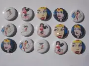 15 Wonder Women buttons flat back or pin badge cabochons embellishments magnets