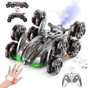 8WD Remote Gesture Sensing Stunt Control Car with Light Spray Effect, Music & Automatic Demonstration 8 Wheel 360°Flip Double Sided Rotate Stunt Car, 2.4Ghz RC Car Toy for Age 3-6 7-13 Kids Gifts