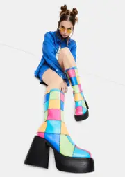 [dELiA*s by Dolls Kill] Colorful Life Patchwork Boots