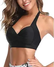 [HSAJS] Bikini Top Large Breasts Women's Swimwear Push Up Bikini Top Halterneck Swimsuit Bra Padded Backless Bikini Top Twist Front Bikini Bra Swimsuit Top Summer with Padding