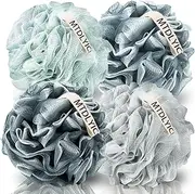 MTDLYICE Loofah Sponge, XXL Large Loofah 100g 4 Pack, Bath Sponge Soft Mesh Shower Loofah for Men, Body Scrub, Shower Pouf Bath Accessories, for Body Wash, Soap (Blue Gray)