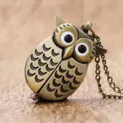 Mini Night Owl Necklace for Girls Boys Kids Women Lady Quartz Pocket Watch Chain