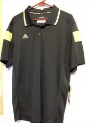 Adidas Climalite Golf Shirt New With Tags Mens Size L Dark Blue Tan Accents