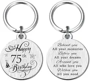 [FALOGI] 75th Birthday Keychain, Happy 75 Year Old Birthday Gifts for Men Women, for Him Her