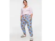 Peter Alexander Womens Plus Donkey Waffle Easy PJ Pants & Pink Henley Top - 3+