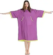 Changing Robe Swimming Towel, Beach Towel Wrap Purple Embroidered, Beach Bathrobe, Diving Dressing Cloak Bath Towel Sport Robe Towel Robe (Color : Purple, Size : One Size)