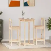 3 Piece Bar Set Solid Wood Pine