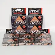 10x TDK SD90 IEC II/Type II High bias Position Super Dynamic Blank Cassette Tape