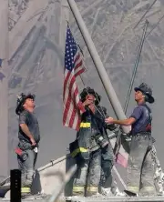 RAISING THE FLAG AT GROUND ZERO 9/11 FIREFIGHTER PHOTO PRINT - 16x20