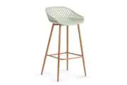 NNEKGE Set of 2 Leerdam Bar Stools (Pastel Green)