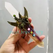 7"+ Natural Fluorite/Rose quartz Magic stick Quartz Crystal Obelisk Healing 1PC