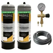 2X DISPOSABLE NITROGEN GAS BOTTLE 2.2 LITRE+REGULATOR & HOSE COMBO KIT-BREW