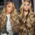 28 Inch Highlight Ombre Lace Front Wigs Human Hair 13x6 Body Wave Frontal Wig...