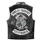 SOA Sons of Anarchy Jax Teller Redwood Motorcycle Black Leather Vest