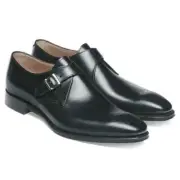 Men's Bespoke Handmade Black Leather Formal Single Monk Strap Shoe,Classic Shoes