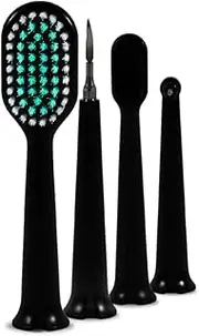 Smile Therapy Ultrasonic Cleaner Electric Teeth Cleaner Kit with Heads | Rechargeable Toothbrush with Brush Head Gum & Tongue Cleaner Food Pick & Dental Mirror Set | Stains & Plaque Remover for Teeth (Black, Attachment Heads)