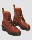 Women's Dr. Martens Leona Farrier Leather Heeld Boots, 31377225 Sizes Saddle Tan