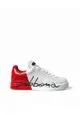 Dolce & Gabbana White Red Lace Up Womens Low Top Sneakers Shoes