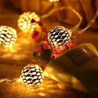在飛比找momo購物網優惠-【Saikoyen】唯美LED縷空摩洛哥球燈暖光燈串1組(聖