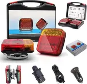 2025 Upgrade Wireless Trailer Lights Kit, Wireless Trailer Lights Kit, 100FT Range Rechargeable Magnetic Wireless Tail Lights For Trailers, Led Brake Rear Light for Tow Truck (2 Set)