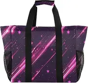 [sanluoli] Tote Bags Foldable Beach Tote With Pockets with Handles Car Totes, Pink Meteor, 1 size