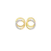 9ct Gold Diamond Interlock Circle Stud Earrings