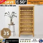 Freestanding Wine Rack Drinks Cabinet Solid Oak Wood Storage Organiser Holder