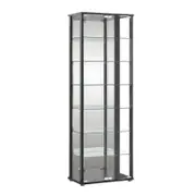 Jude Large 7-Tier Glass Display Shelf Storage Cabinet W/ 2-Doors - Black