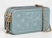 Brand New Authentic TORY BURCH Fleming Double Zip Mini Bag- Arctic Blue