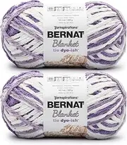 [Bernat] Blanket Tie Dye-Ish Lavender Yarn - 2 Pack of 10.5oz/300g - Polyester - #6 Super Bulky - 220 Yards - Knitting & Crochet