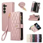 For Samsung Galaxy Z Fold6/5/4/3 Zipper Crossbody Wallet Case Leather Flip Cover