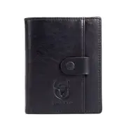 Men Cowhide Retro 9 Card Photo Slots Zipper Coin Bag Long Purse Short Wallet