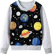 [Smazero] Boy's Solar System Space Sweatshirts Jumper Cotton Pullover Tops for Kids 3-8 Years
