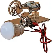 JWQFBC Sterling Engine Model Science Kit with LED Bulb for Learning Environments, Silver