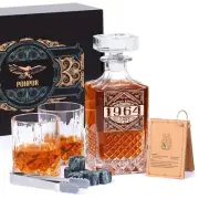PONPUR 1964 60th Birthday Gifts For Men Dad, 1964 Laser Whiskey Decanter Set ...