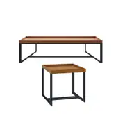HomeStar Regent Side Table Set With Black Legs - Oak Veneer