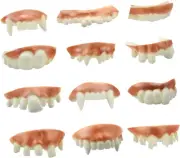 12 Pieces Gnarly Teeth Gag Teeth Ugly Fake Teeth Vampire Denture Teeth for Hallo