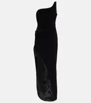 [Alessandra Rich] Alessandra Rich One-shoulder velvet maxi dress AU 12 black