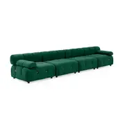 Foret 4 Seater Sofa Modular Arm Seat Tufted Velvet Lounge Couch Chaise Green