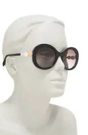 EMILIO PUCCI 55MM Round Sunglasses - Black / Bordeaux - Purple Hard Case