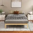 Bed Frame Queen Wooden Bed Base with Solid Wood Pine Timber Slats, Mattress Bas