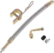 X AUTOHAUX 1 Set 90 Degree Copper Tire Valve Extension with Flexible Stainless Steel 210mm Tyre Valve Inflation Adapter for Car Motorcycle RV Truck Bike