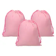3pcs Reusable Drawstring Bags, 10x12.6" Multipurpose Bags, Pink