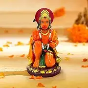 Tied Ribbons Hanuman Statue | Resin, 4 Inch | Hindu Gods Statues Hanuman Showpiece | Hanuman Figurine for Home Decor, Puja, Mandir, Temple, Indian Statue | Return Gifts for Pooja