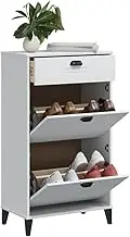 Shoe Cabinet, Shoe Rack with 3 Plastic Handles, Freestanding Shoes Organizer with Drawer for Entryway, Foyer, Hallway, Easy Assemble, 60 x 35 x 107 cm, White