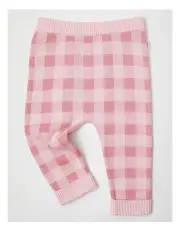 [Sprout] Essential Check Intarsia Knit Leggings in Baby Pink
