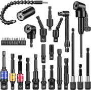 32 Pieces Flexible Drill Bit Extension Set Including 105° Right Angle Drill Atta