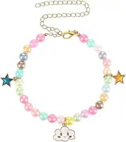 Small Dog Cat Pearl Collar, Adjustable Dog Necklace Cat Neck Strap Dog Accessories Cat Collars for Girl Cats Puppy(Gradient Color)