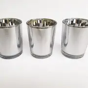 GGP 40 Bulk Pack Silver Mercury Glass Votive Candle Holders Set For Wedding, Bridal And Baby Shower, Party Function Or Home Decor