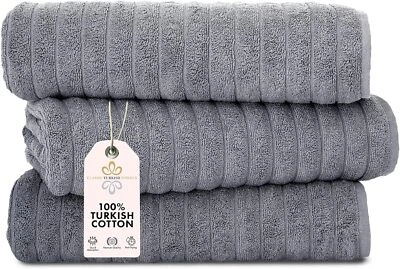Classic Turkish Towels CTT - Luxury Jumbo Bath Sheet 3 Piece, 100% Turkish